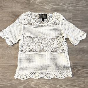 Anthropologie James Coviello White Cotton Lace Top